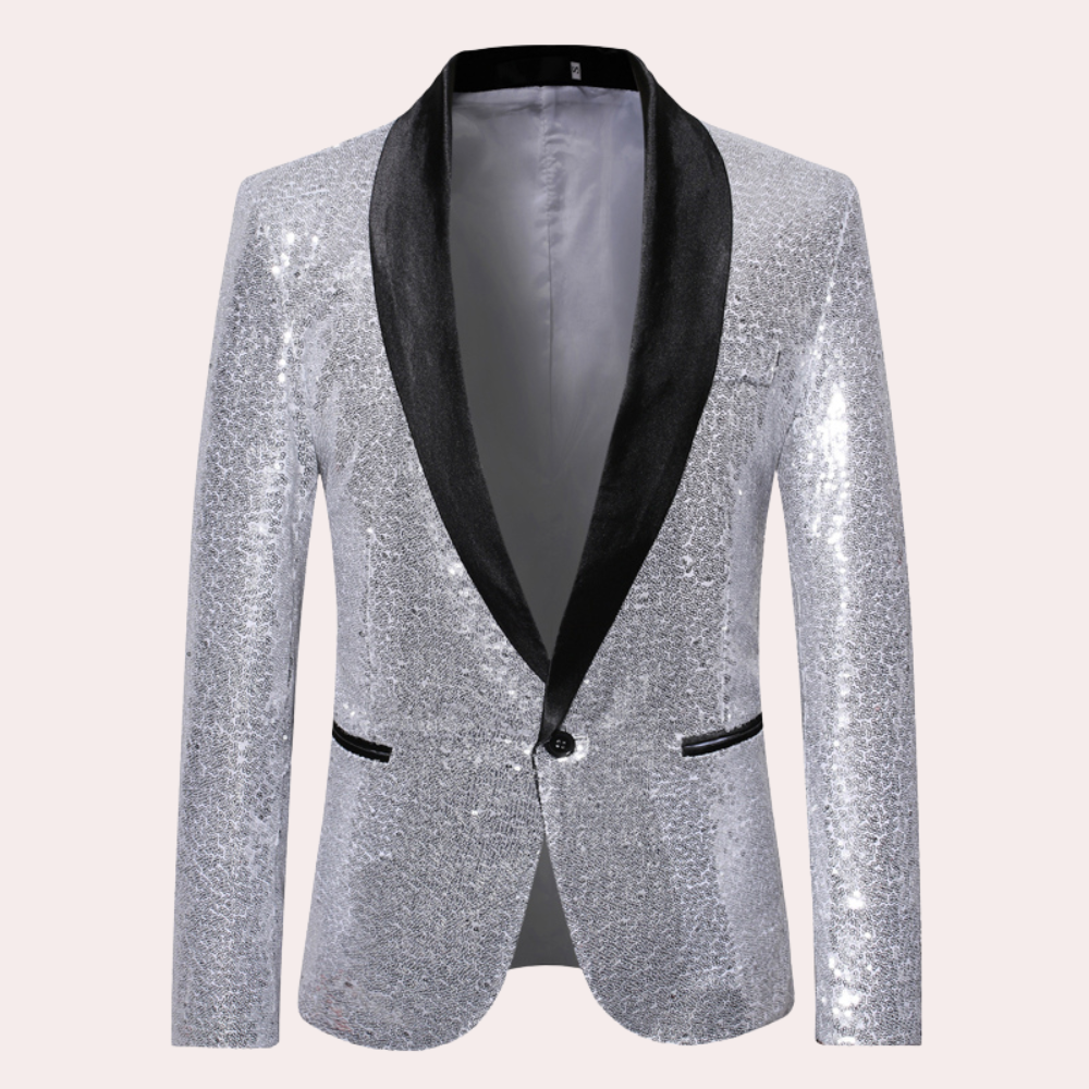 Anton - Moderigtig Paillet Blazer med reverskrave og langt ærme Lundbutik