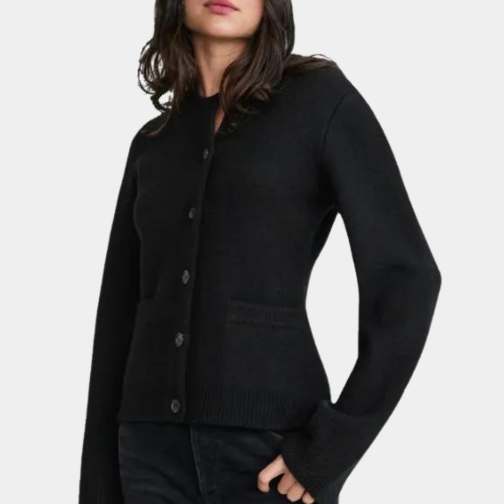 Elisa - Casual cardigan med rund hals med lange ærmer og knapper Lundbutik