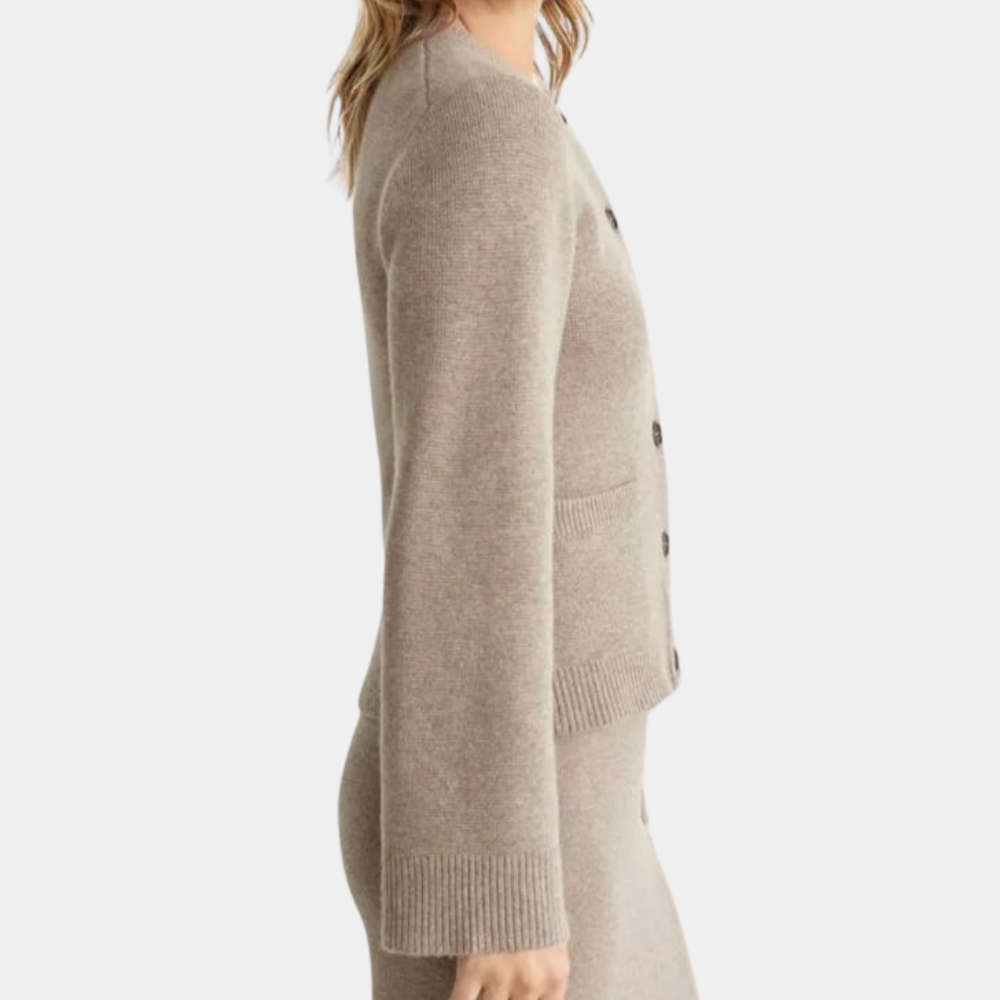 Elisa - Casual cardigan med rund hals med lange ærmer og knapper Lundbutik