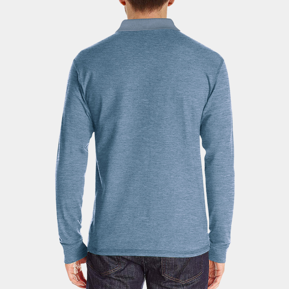 Henry - Behagelig pasform Poloshirt med langt ærme og Lomme Lundbutik
