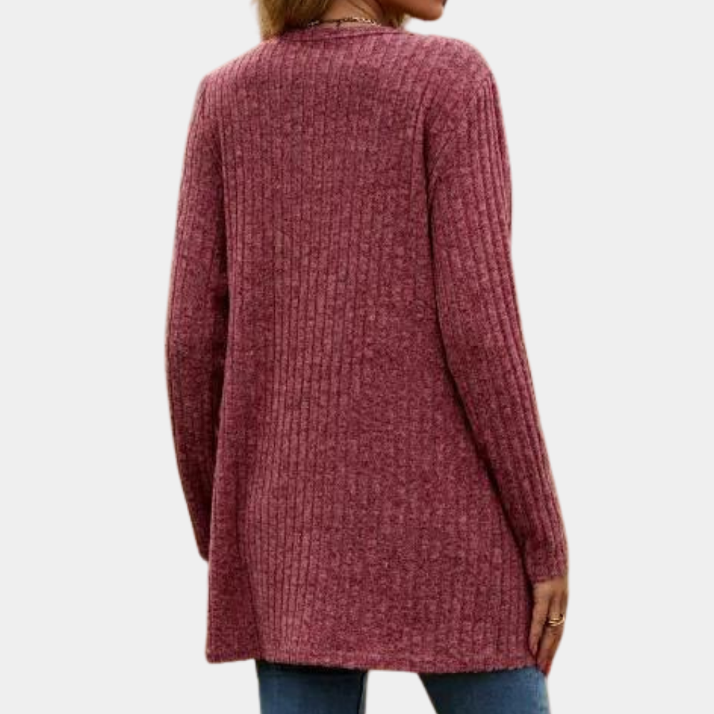 Laura - Casual langærmet cardigan med knapper og lommer Lundbutik