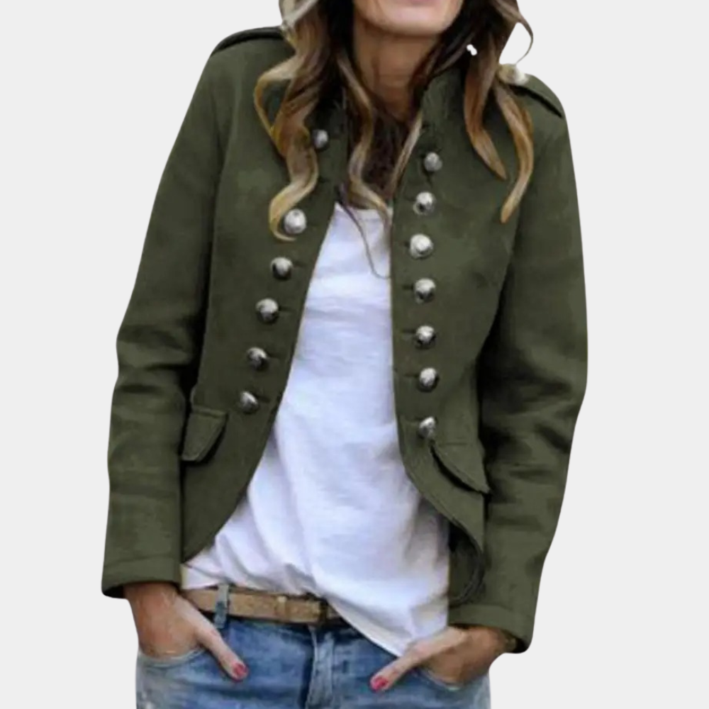 Samira - Komfortabel langærmet blazer med lommer og knapper Lundbutik