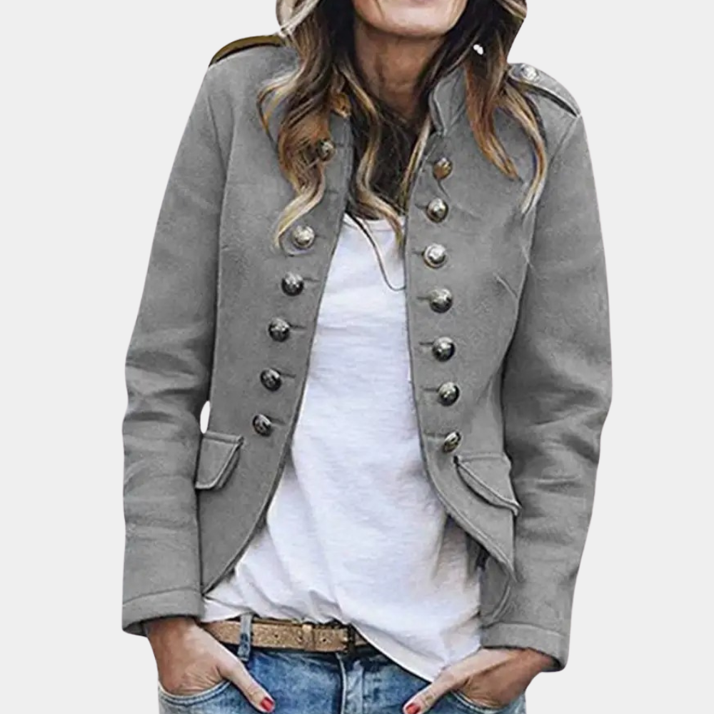 Samira - Komfortabel langærmet blazer med lommer og knapper Lundbutik