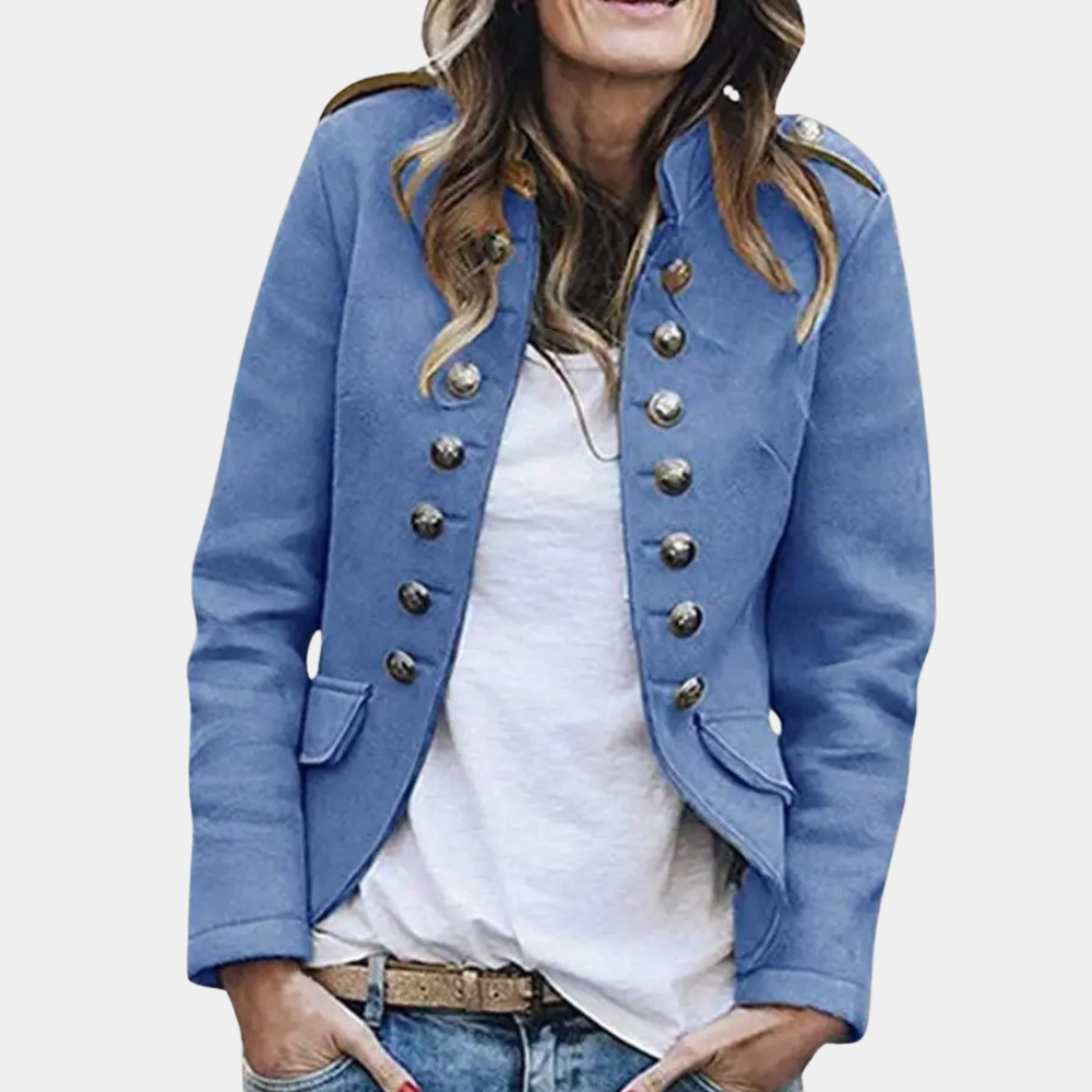 Samira - Komfortabel langærmet blazer med lommer og knapper Lundbutik