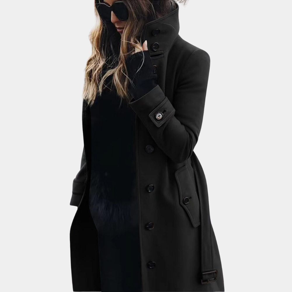 Frieda - Stilfuld langærmet trenchcoat med knapper og bælte Lundbutik