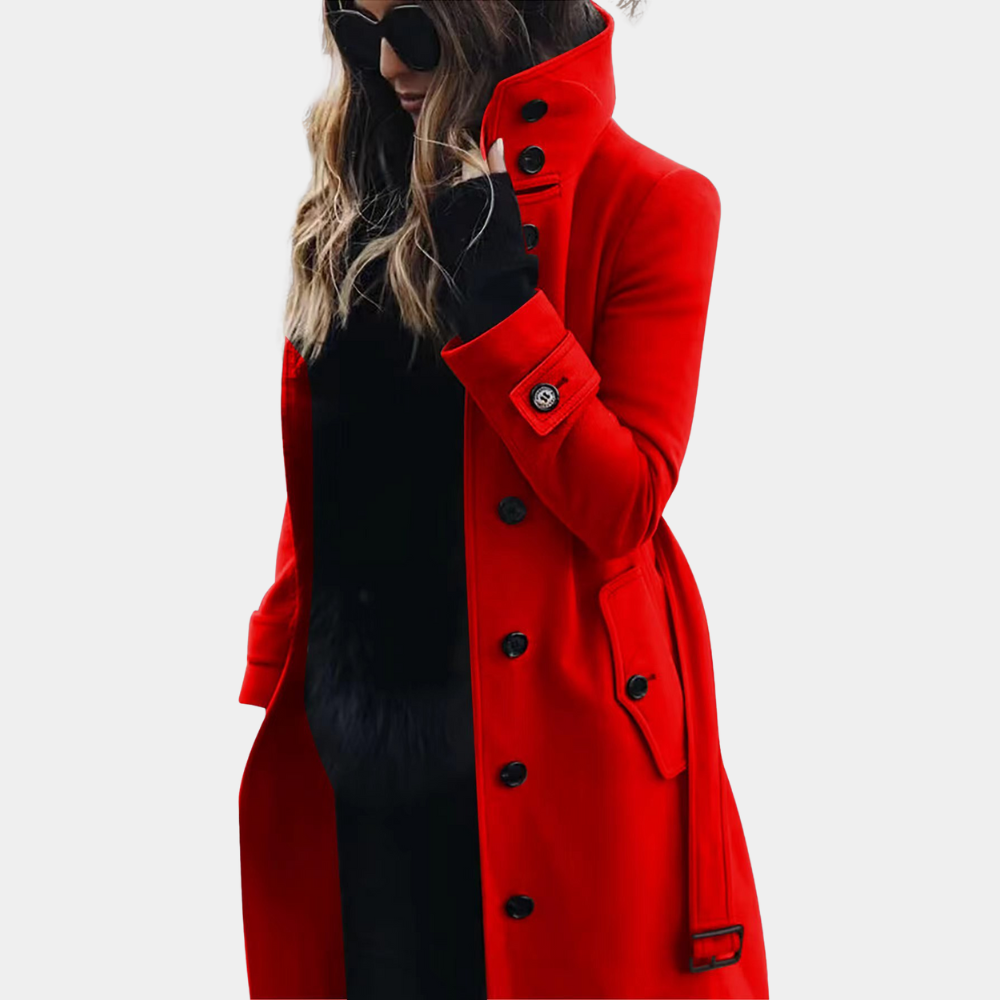 Frieda - Stilfuld langærmet trenchcoat med knapper og bælte Lundbutik