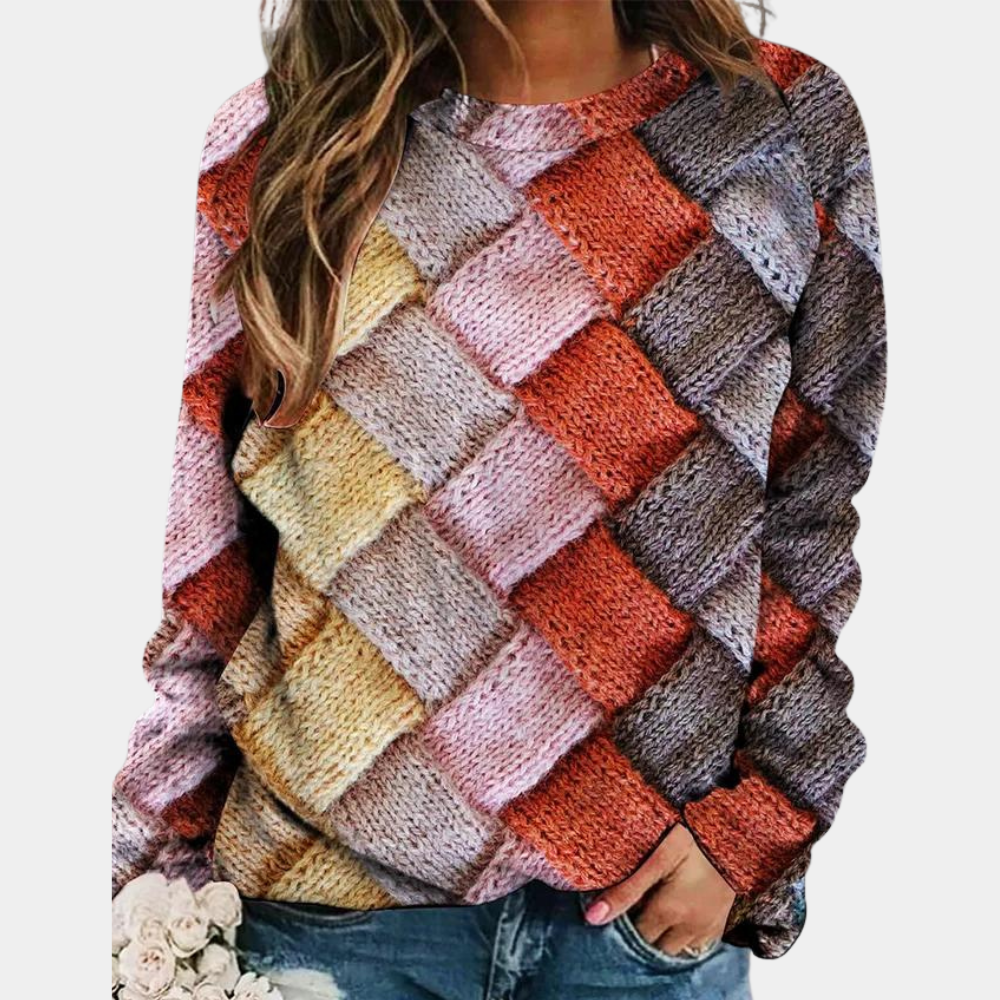 Sabrina - Casual trøje med rund hals og unikke mønstre og lange ærmer Lundbutik
