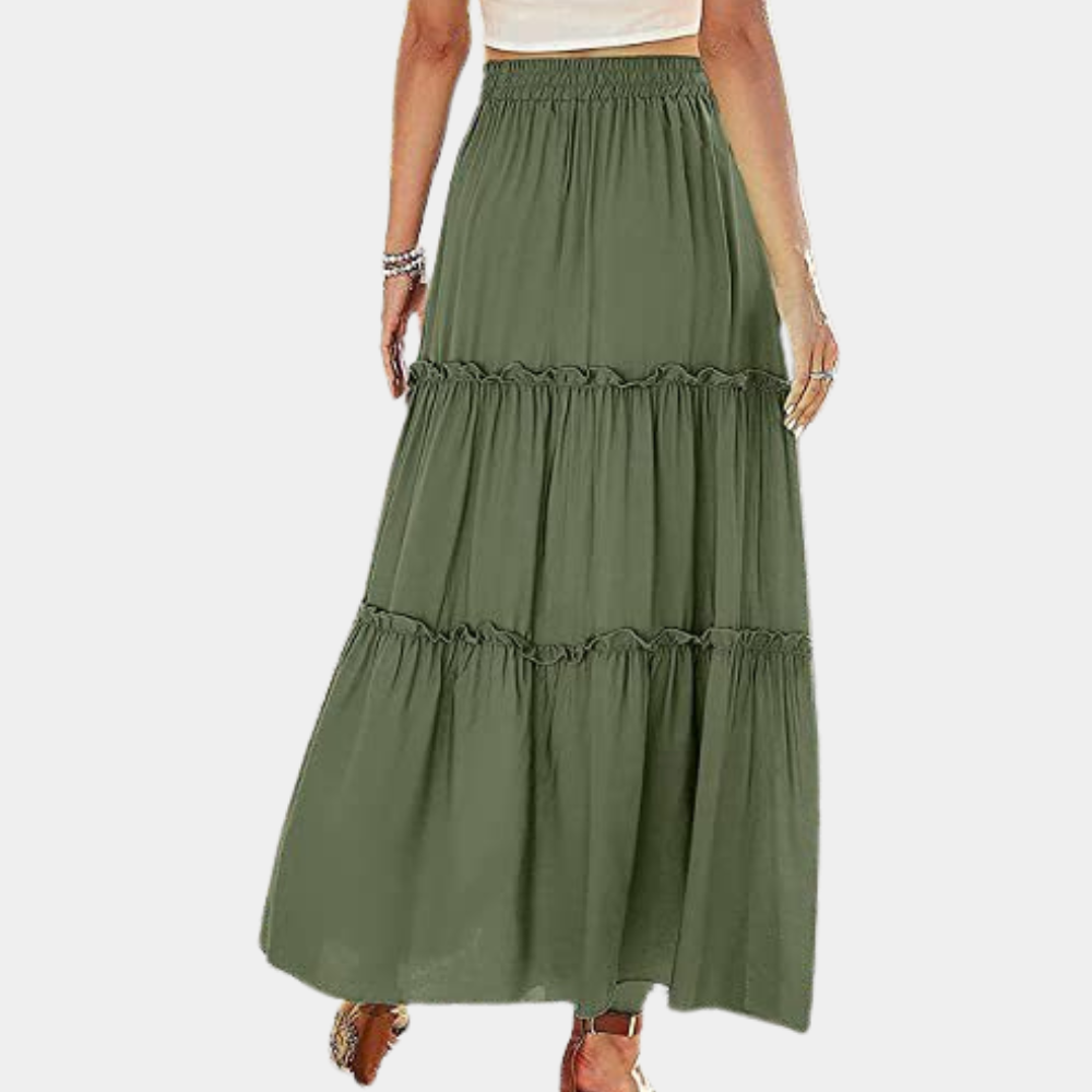 Elina - Letvægts høj talje Plisseret lang maxi nederdel Lundbutik