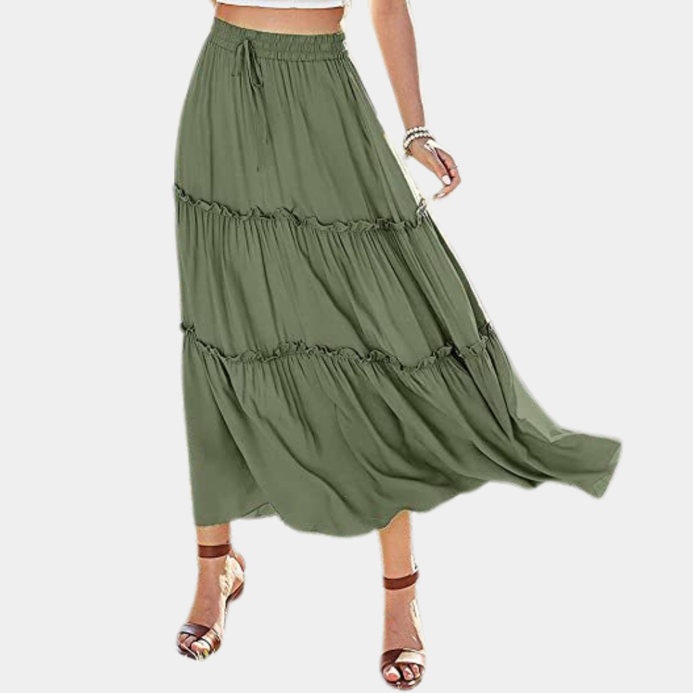 Elina - Letvægts høj talje Plisseret lang maxi nederdel Lundbutik