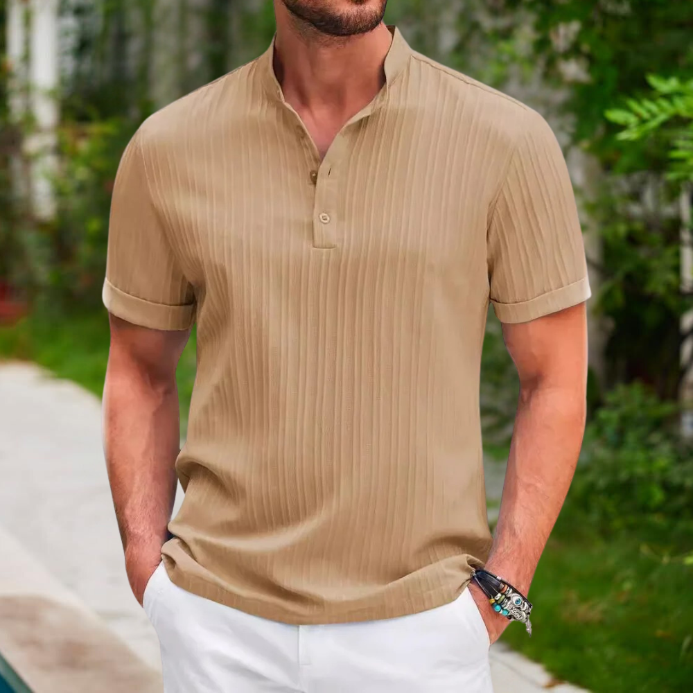 Louis - Slim fit skjorte med button down krave og korte ærmer Lundbutik