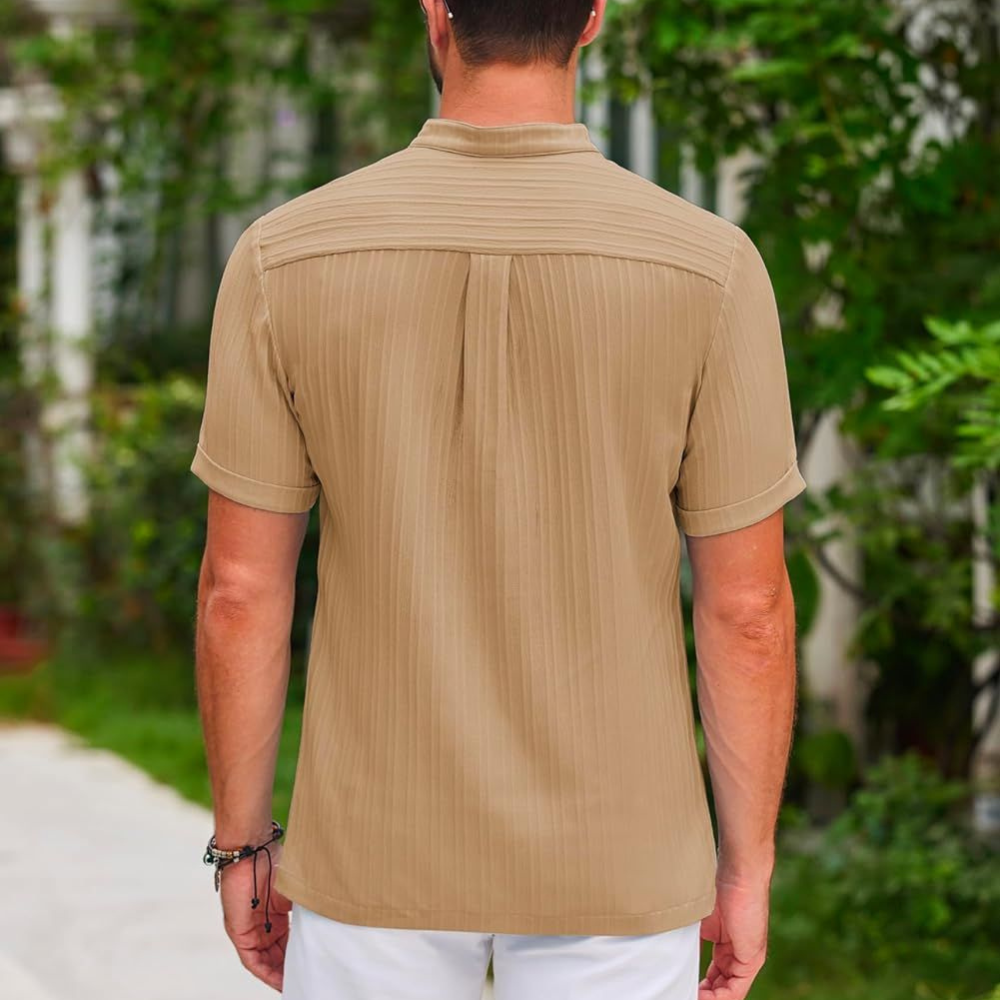 Louis - Slim fit skjorte med button down krave og korte ærmer Lundbutik