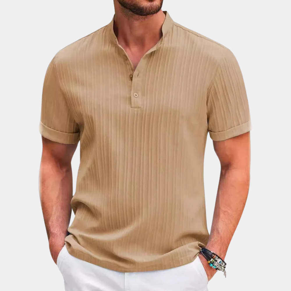 Louis - Slim fit skjorte med button down krave og korte ærmer Lundbutik