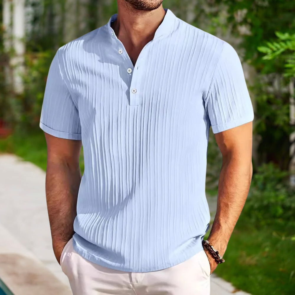 Louis - Slim fit skjorte med button down krave og korte ærmer Lundbutik