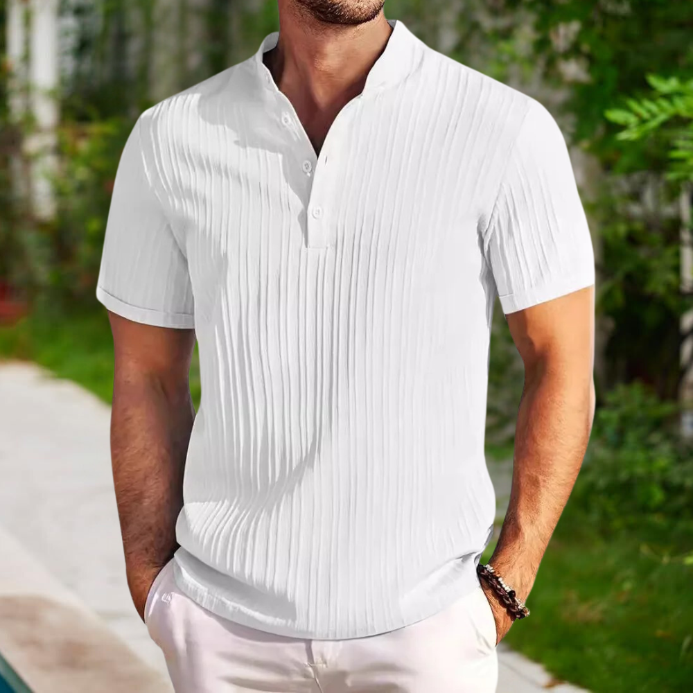 Louis - Slim fit skjorte med button down krave og korte ærmer Lundbutik