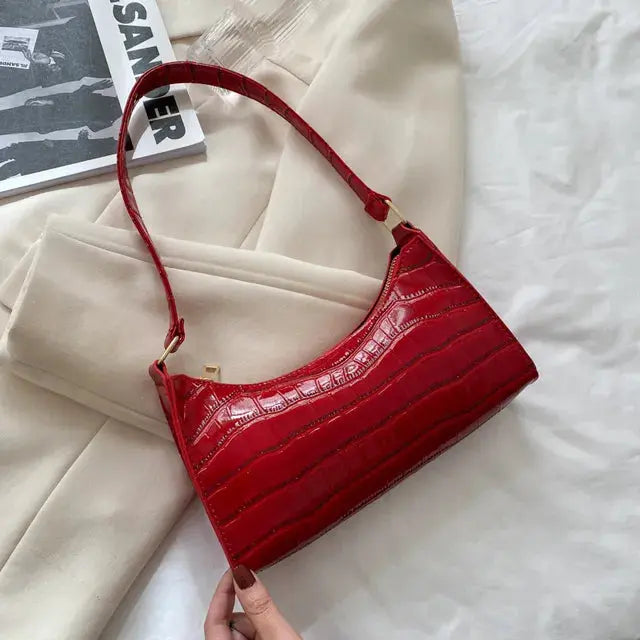 Blanca - Slidstærk generøs opbevaring Retro skuldertaske med lynlås-Apparel & Accessoiries-Lundbutik-Rød-Standard-Lund Butik