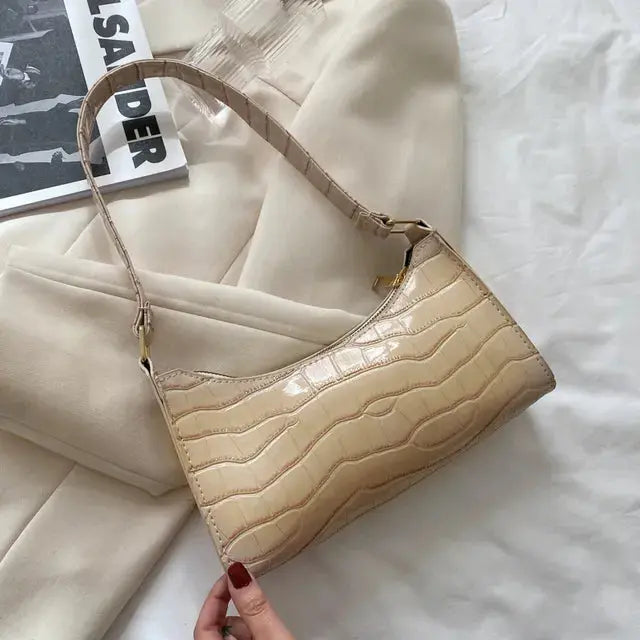 Blanca - Slidstærk generøs opbevaring Retro skuldertaske med lynlås-Apparel & Accessoiries-Lundbutik-Beige-Standard-Lund Butik