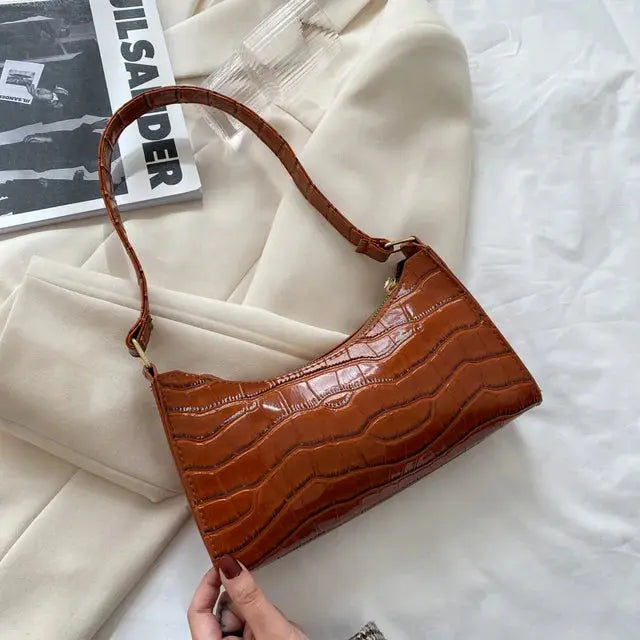 Blanca - Slidstærk generøs opbevaring Retro skuldertaske med lynlås-Apparel & Accessoiries-Lundbutik-Lysebrun-Standard-Lund Butik