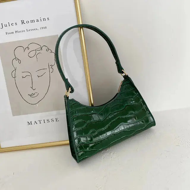 Blanca - Slidstærk generøs opbevaring Retro skuldertaske med lynlås-Apparel & Accessoiries-Lundbutik-Grøn-Standard-Lund Butik