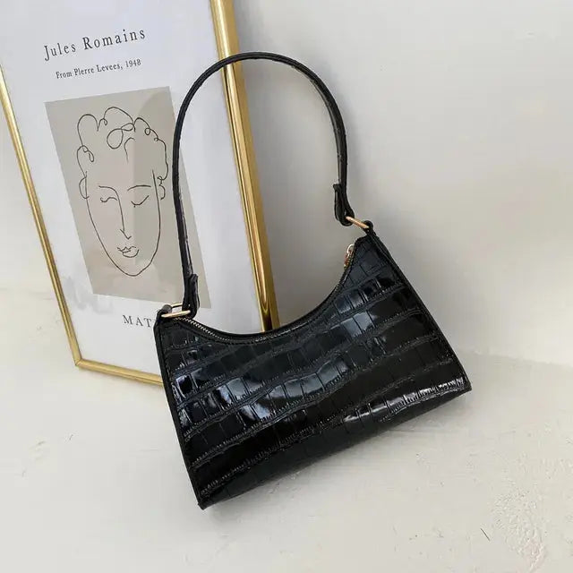 Blanca - Slidstærk generøs opbevaring Retro skuldertaske med lynlås-Apparel & Accessoiries-Lundbutik-Sort-Standard-Lund Butik