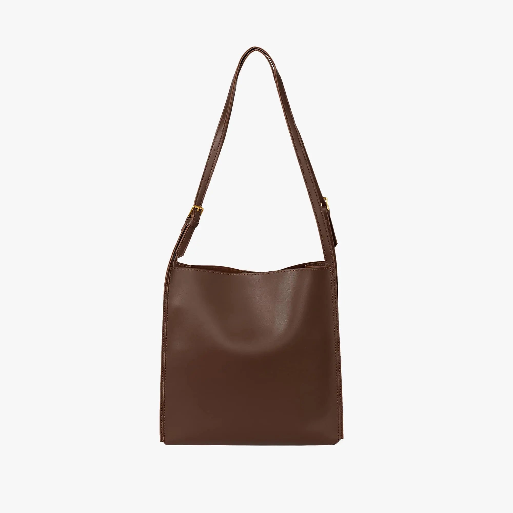 Hallie - Rummelig vegansk skuldertaske med justerbare stropper-Apparel & Accessoiries-Lundbutik-Brun-Standard-Lund Butik