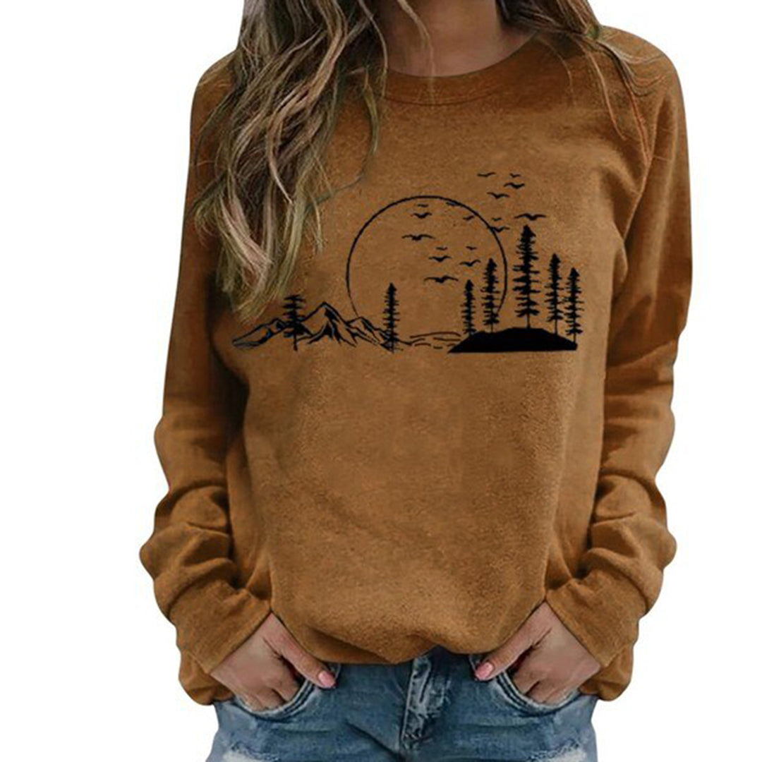 Frieda - Ultravarm sweater med rund hals og print og langt ærme Lundbutik