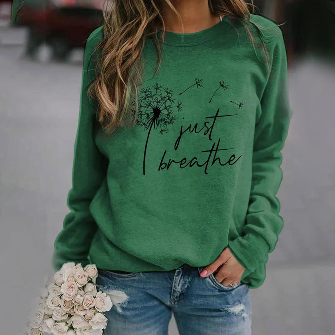 Sandra - Behagelig sweatshirt med print og rund hals med langt ærme Lundbutik