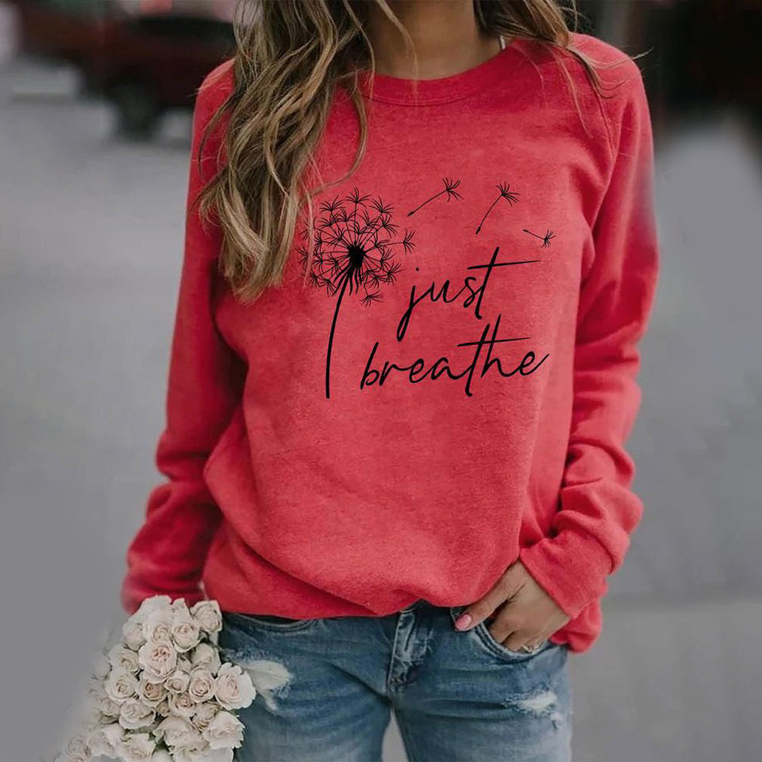 Sandra - Behagelig sweatshirt med print og rund hals med langt ærme Lundbutik