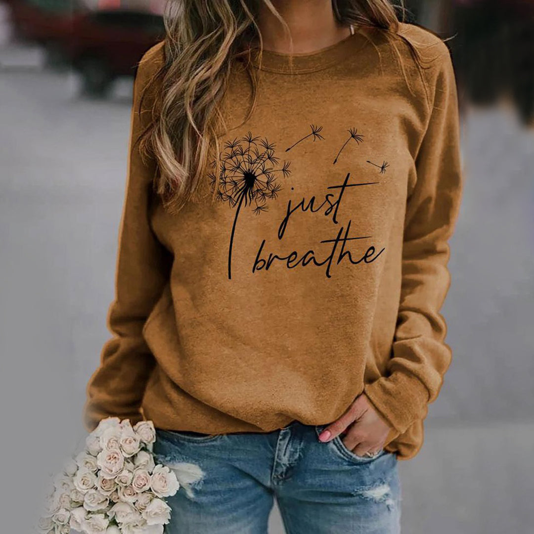 Sandra - Behagelig sweatshirt med print og rund hals med langt ærme Lundbutik