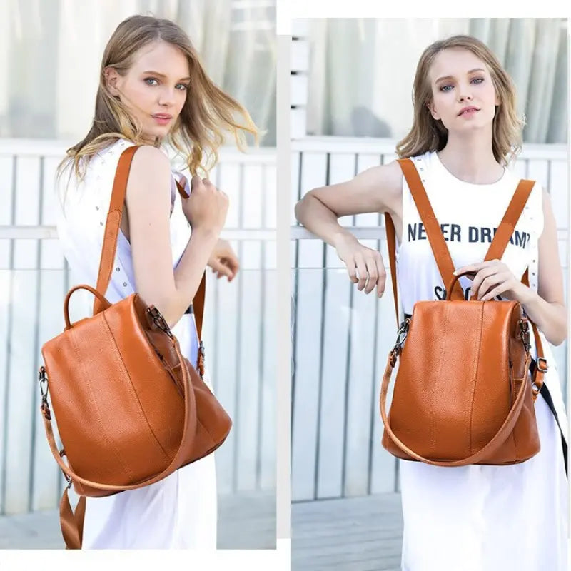 Emma - Elegant tyverisikret rygsæk med justerbare stropper-Apparel & Accessoiries-Lundbutik-Brun-Standard-Lund Butik