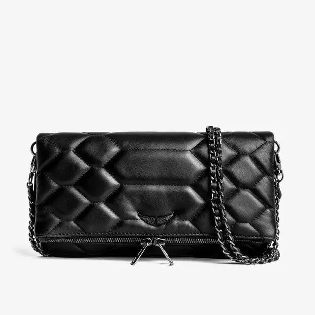 Selina - Luksus Kobling taskermed lynlås og justerbar rem-Apparel & Accessoiries-Lundbutik-Sort Ternet-Standard-Lund Butik
