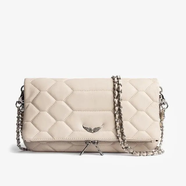Selina - Luksus Kobling taskermed lynlås og justerbar rem-Apparel & Accessoiries-Lundbutik-Beige Ternet-Standard-Lund Butik