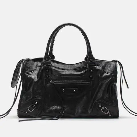Clara - Moderne stor nittentaske med skulderrem-Handbags-Lundbutik-Lund Butik