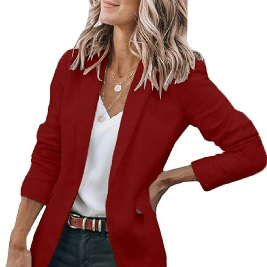 Emilie - Smal pasform blazer med reverskrave og langt ærme-Clothing-Lundbutik-Bourgogne-S-Lund Butik