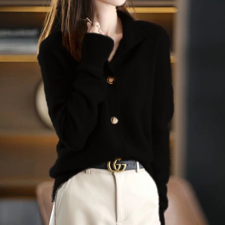 Emma - Komfortabel langærmet cardigan med knapper Lundbutik
