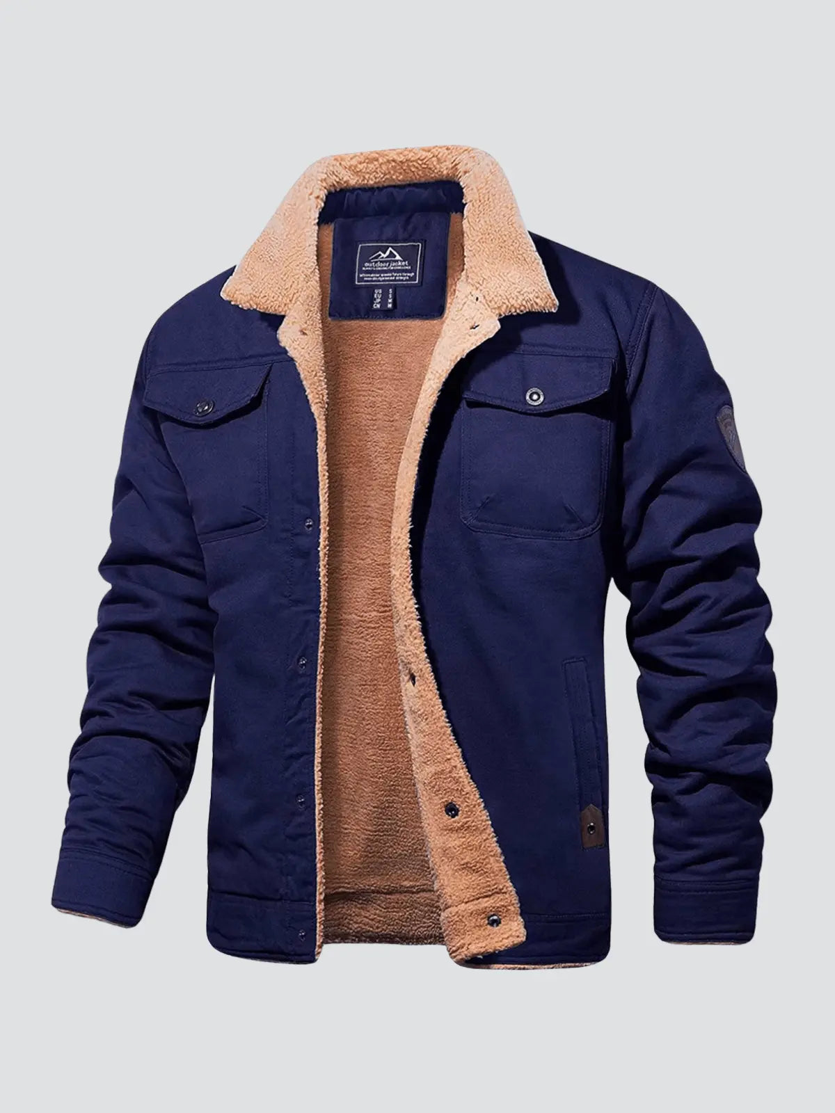 Conrad - Langærmet fleeceforet bomberjakke med lommer-Jackets-Lundbutik-Blå-S-Lund Butik