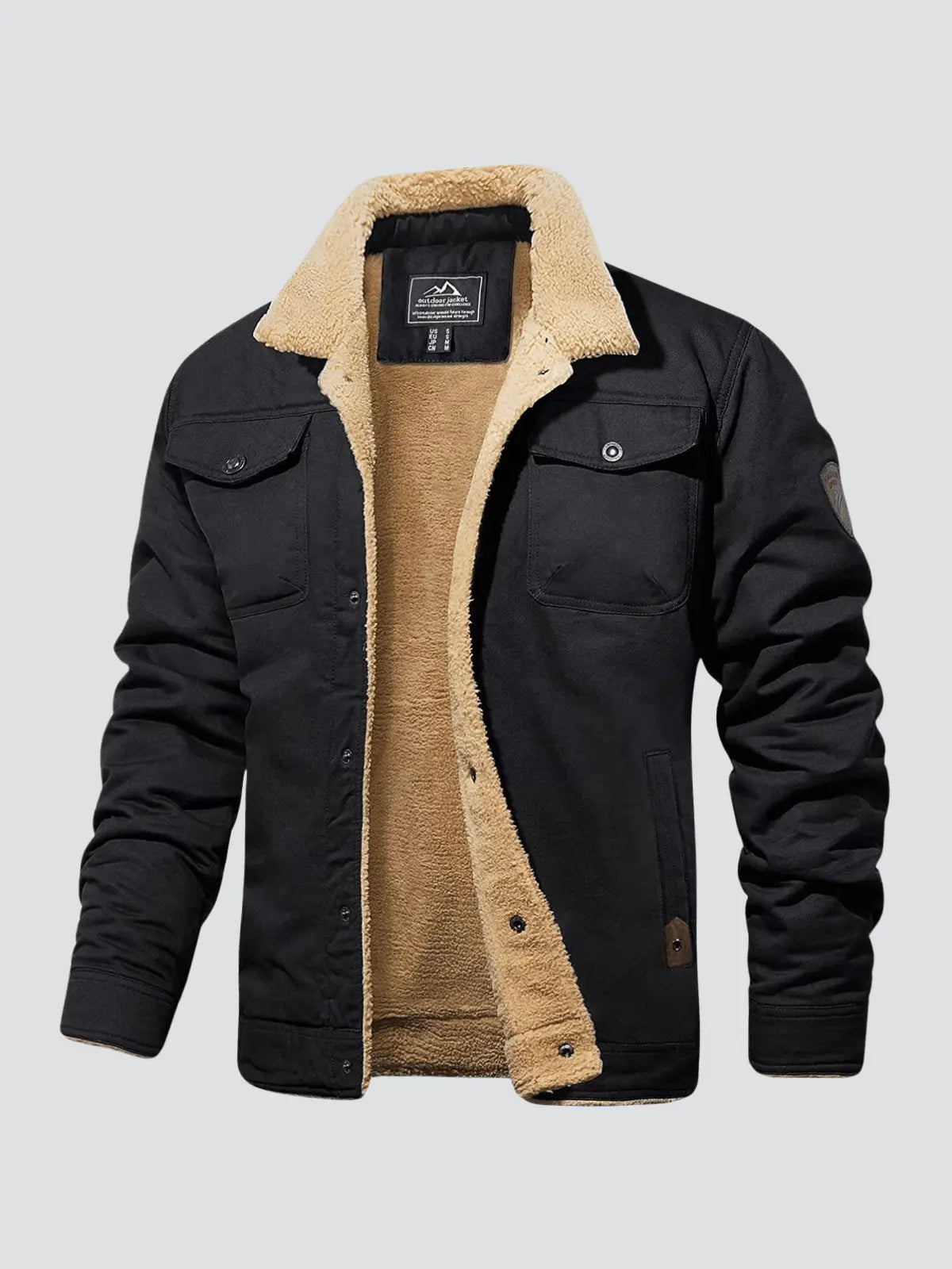 Conrad - Langærmet fleeceforet bomberjakke med lommer-Jackets-Lundbutik-Sort-S-Lund Butik