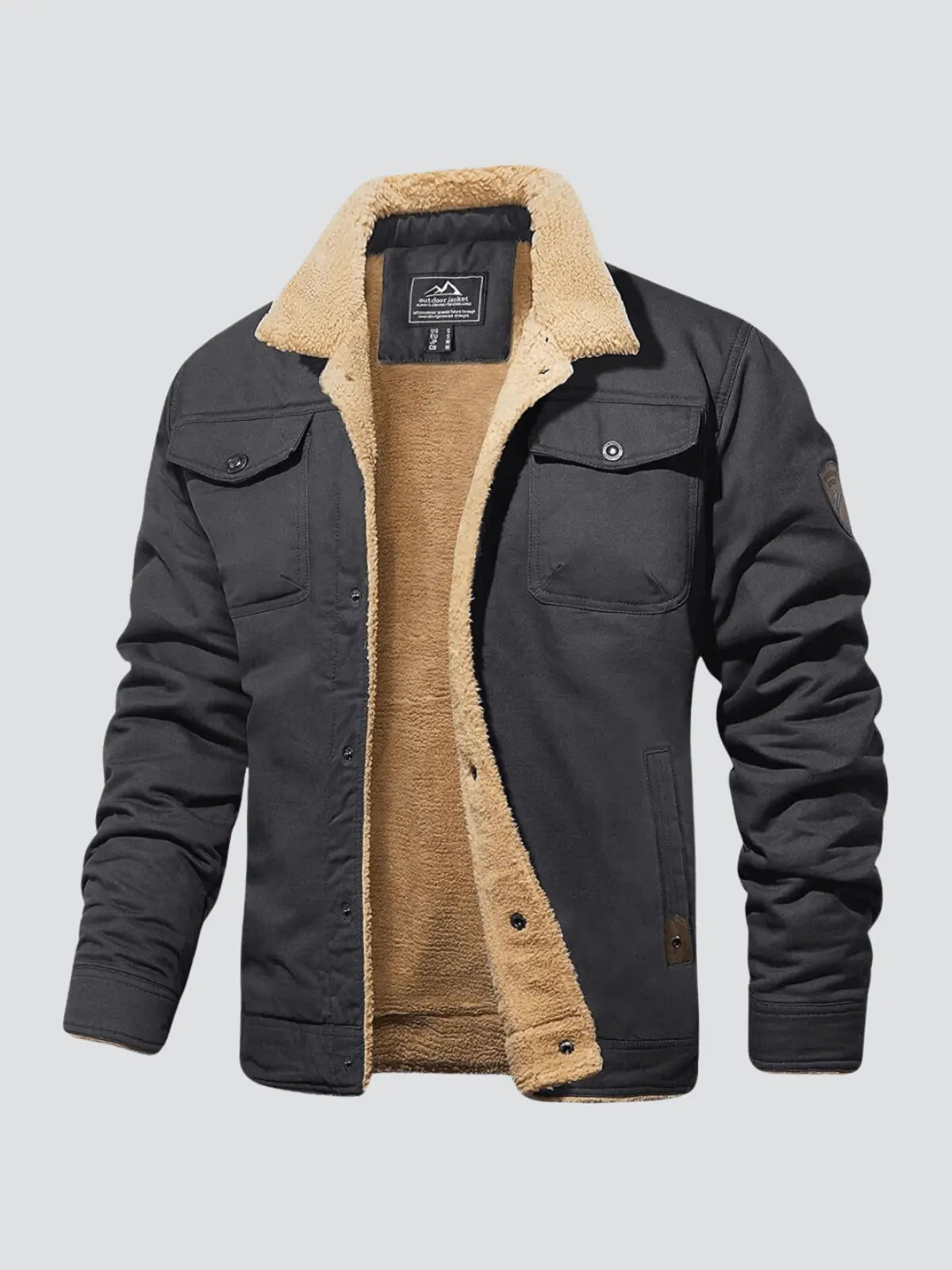 Conrad - Langærmet fleeceforet bomberjakke med lommer-Jackets-Lundbutik-Grå-S-Lund Butik